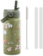 Stephen Joseph, 14oz Insulated Stainless Steel Water Bottle with Straw and Handle for Sports, Travel, and School, BPA-Free Sports Water Bottle, Farm - Image 2