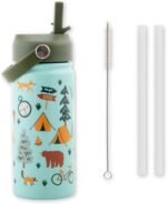 Stephen Joseph, 14oz Insulated Stainless Steel Water Bottle with Straw and Handle for Sports, Travel, and School, BPA-Free Sports Water Bottle, Outdoor - Image 2