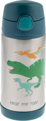 Stephen Joseph Double Wall Stainless Steel Bottles, Insulated Water Bottle for Kids Toddlers, Vacuum Insulated Bottle with Straw, BPA-Free Water Bottle – 11.8 Ounces, Dino - Image 2