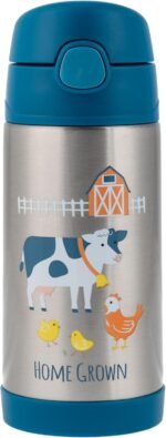 Stephen Joseph Double Wall Stainless Steel Bottles, Insulated Water Bottle for Kids Toddlers, Vacuum Insulated Bottle with Straw, BPA-Free Water Bottle – 11.8 Ounces, Farm - Image 2