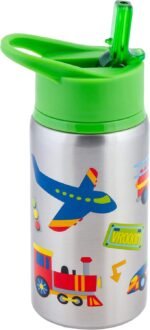 Stephen Joseph Stainless Steel Water Bottles, 18 OZ, Straw lid, Reusable tumbler, Insulated, Transportation - Image 2