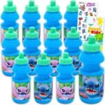 Stitch Kids 11 Oz Reusable Water Bottles - Stitch Party Favor 12 Piece Bundle with 11 Oz Bottle with Pull Top Lid Plus Stickers for Boys, Girls | Bulk Lilo and Stitch Water Bottles - Image 2