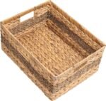 StorageWorks Jumbo Rectangular Wicker Basket, Water Hyacinth and Seagrass Storage Basket with Built-in Handles, 1 Pack - Image 2