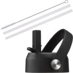 Straw Lid for Wide Mouth Water Bottle, BPA Free Straw Lid with Flexible Handle and 2 Straws, 1 Cleaning Brush, Replacement Sports Straw Cap for Wide Mouth Top 32 40 oz - Image 2