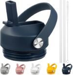 Straw lid for Yeti Rambler 18 26 36 64 oz, Lid with Straws and Flexible Handle, Replacement Cap for Yeti 18oz 26oz 36oz 64oz Rambler Water Bottle Straw Cap - Image 2