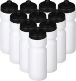 Sunnyray 10 Pcs Squeeze Sports Water Bottle 23 oz Reusable Blank Plastic Sports Water Bottle with Pull Top Cap for Adults Fitness Bike, Dishwasher Safe(White) - Image 2