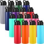 Sunnyray 16 Pcs Aluminum Water Bottle Bulk Multicolor Reusable Sports Bottle with Snap Lids Multipack Vacuum Water Flask for Travel Camping, Picnics, Gym, Hiking, Cycling, Fishing - Image 2