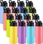 Sunnyray 16 Pcs Aluminum Water Bottle Bulk Reusable Sports Bottle with Snap Lids Multipack Vacuum Water Flask for Travel Camping, Picnics, Gym, Hiking, Cycling, Fishing(Macaron Color,20 oz) - Image 2