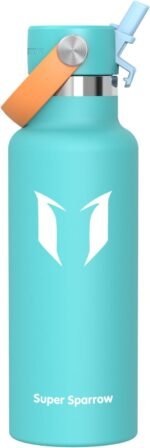 Super Sparrow Insulated Water Bottle - 17 Oz / 25 Oz / 34 Oz - Standard Mouth FlipFlow Flask - BPA Free, Leak Proof Drink Bottle- Ergonomic Straw Water Bottles for Work, Gym, Travel, Sports - Image 2