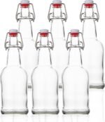SureSave Beer Bottles with Easy Swing Cap | 16 Oz Clear Glass Bottle Set with Airtight Lid for Kombucha, Carbonated Drinks, Brewing, and Fermenting (6 Pack) - Image 2