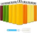 Sursip [10 Pack] 18 oz Glass Water Bottles with Lids, Juice Bottles, Clear glass juice bottle for juicing, Eco-Friendly Reusable Glass Juicing Bottles with Stainless Steel Lid, BPA Free,Leak-Proof - Image 2