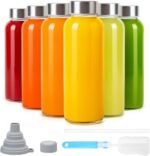 Sursip 10 oz Glass Juice Bottles, 6 Pack with Stainless Steel Lids – Reusable Small Glass Bottles for Smoothies, Iced Tea & Milk – Leak-Proof, BPA-Free, Dishwasher Safe - Image 2