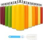 Sursip [12 Pack] 18 oz Glass Water Bottles with Lids, Juice Bottles, Clear glass juice bottle for juicing, Eco-Friendly Reusable Glass Juicing Bottles with Stainless Steel Lid, BPA Free,Leak-Proof - Image 2