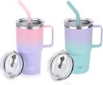 Sursip Kids 24 oz Insulated Cup with Handle, Double Wall Vacuum Stainless Steel Tumbler with Straw and 2 Lids, for Cold/Hot Drinks, Coffee Travel Mug for Car/Home/Office/Party/Camping (2 Pack) - Image 2