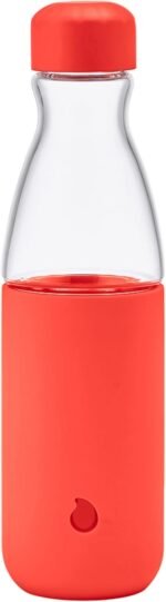 S'well Glass Original Water Bottle, 18oz, Radiant Coral, Borosilicate Glass Bottle With Protective Silicone Sleeve, Zero Plastic, Leakproof, BPA Free - Image 2