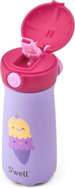S'well Stainless Steel Kids Pop Top Traveler, 14oz, Happy Scoops, Triple Layered Vacuum Insulated Container Keeps Drinks Cold for 24 Hours, Leakproof, BPA Free, Easy Carrying On The Go - Image 2