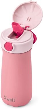 S'well Stainless Steel Kids Pop Top Traveler, 14oz, Pink Taffy, Triple Layered Vacuum Insulated Container Keeps Drinks Cold for 24 Hours, Leakproof, BPA Free, Easy Carrying On The Go - Image 2