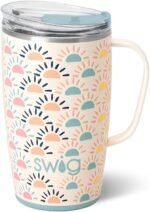 Swig Life 18oz Travel Mug, Insulated Tumbler with Handle and Lid, Cup Holder Friendly, Dishwasher Safe, Stainless Steel, Travel Coffee Cup (Sun Chaser) - Image 2