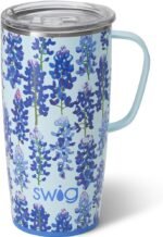 Swig Life 22oz Travel Mug, Insulated Tumbler with Handle and Lid, Cup Holder Friendly, Dishwasher Safe, Stainless Steel, Travel Coffee Cup, Insulated Mug with Lid (Bluebonnet) - Image 2