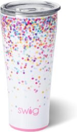 Swig Life 32oz Insulated Tumbler, Travel Coffee Tumbler with Lid, Cup Holder Friendly, Stainless Steel Travel Coffee Mug, Glitter Tumbler, Glitter Gifts (Confetti) - Image 2