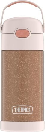THERMOS FUNTAINER 12 Ounce Stainless Steel Vacuum Insulated Kids Straw Bottle, Glitter Rose Gold - Image 2