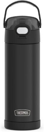 THERMOS FUNTAINER 16 Ounce Stainless Steel Vacuum Insulated Bottle with Wide Spout Lid, Black Matte - Image 2