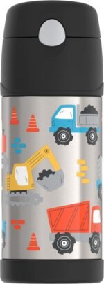 THERMOS FUNTAINER Water Bottle with Straw - 12 Ounce, Construction Site - Kids Stainless Steel Vacuum Insulated Water Bottle with Lid - Image 2
