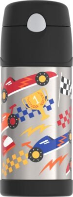 THERMOS FUNTAINER Water Bottle with Straw - 12 Ounce, Hot Rods - Kids Stainless Steel Vacuum Insulated Water Bottle with Lid - Image 2