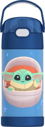 THERMOS FUNTAINER Water Bottle with Straw - 12 Ounce - Kids Stainless Steel Vacuum Insulated Water Bottle with Lid, Mandalorian The Child - Image 2