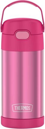 THERMOS FUNTAINER Water Bottle with Straw - 12 Ounce - Kids Stainless Steel Vacuum Insulated Water Bottle with Lid, Pink - Image 2
