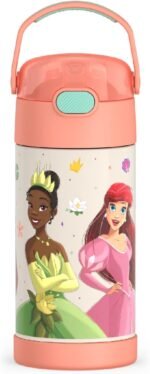 THERMOS FUNTAINER Water Bottle with Straw - 12 Ounce - Kids Stainless Steel Vacuum Insulated Water Bottle with Lid, Princesses - Image 2