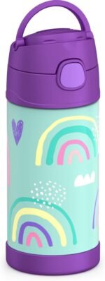 THERMOS FUNTAINER Water Bottle with Straw - 12 Ounce - Kids Stainless Steel Vacuum Insulated Water Bottle with Lid, Rainbows - Image 2