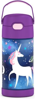 THERMOS FUNTAINER Water Bottle with Straw - 12 Ounce - Kids Stainless Steel Vacuum Insulated Water Bottle with Lid, Space Unicorn - Image 2