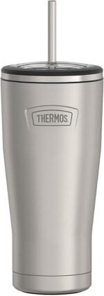 THERMOS ICON SERIES, Stainless Steel Cold Tumbler with Lid and Straw - 24 Ounce, Matte Stainless Steel - Vacuum Insulated Tumbler - Image 2