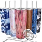 THILY Vacuum Insulated Stainless Steel Tumbler Travel Mug 26 oz Coffee Cup with 2 Lids and Straws, Splash Proof, Reusable, Keep Iced Drinks Cold, Watercolor Flower - Image 2