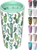 TILUCK 20 oz Tumbler with Lid, Vacuum Insulated Stainless Steel Coffee Mug, Double-Walled Travel Tumbler for Hot and Cold Drinks(Cactus, 20oz) - Image 2