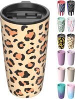 TILUCK 20 oz Tumbler with Lid, Vacuum Insulated Stainless Steel Coffee Mug, Double-Walled Travel Tumbler for Hot and Cold Drinks(Leopard, 20oz) - Image 2