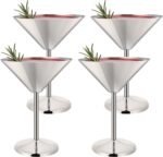 TJ 4 Pcs Stainless Steel Martini Glasses 6.5oz Shatterproof Metal Martini Glass Reusable Steel Wine Cocktail Glass Ideal Outdoor Martini Glasses for Boating, RV,Bar Wedding Graduation Party - Image 2