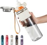 TKK Sports Water Bottles with Removable Straw 34 oz Leak-proof Flip Top Lid BPA Free Tritan Bottles with Strap for School, Fitness, Gym, Outdoor, White - Image 2