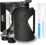 TOOFEEL 1 gallon water bottle - 128 oz water bottle with Straw & Chug Lid - BPA Free Big Water Bottle with Handle - Gym Water Bottle - Black - Image 2