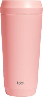 TOPL To Go Coffee Cup – Insulated Travel Coffee Mug with 360° Leak‑Safe Lid, Stainless Steel Coffee Tumbler for Hot/Cold, Spill‑Resistant, BPA‑Free - Rose, 16 oz - Image 2