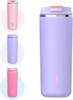TOURIT 16 oz Insulated Stainless Steel Travel Mug with Lid, Leak-Proof Double-Wall Vacuum Tumbler, Reusable Coffee Cup - Purple - Image 2