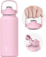 TOURIT 32 oz Insulated Water Bottle, Stainless Steel Sports Water Bottles With Top Handle, Double-Wall Travel Thermal Water Flask, BPA Free Leakproof Water Bottle for Sports and Travel,Pink - Image 2