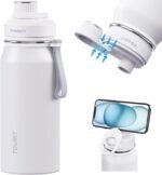TOURIT 32oz Stainless Steel Wide Mouth Water Bottle, Double-Wall Vacuum Insulation with Spout Lid for Sports and Travel, White - Image 2