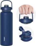 TOURIT 40 oz Insulated Water Bottle, Stainless Steel Sports Water Bottles With Top Handle, Double-Wall Travel Thermal Water Flask, BPA Free Leakproof Water Bottle for Sports, Midnight Blue - Image 2
