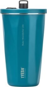 TYESO Stainless Steel Tumbler with straw inside Stainless steel wide-mouth vacuum insulation home office outdoor multi-color thermal insulation and cold insulation cover with 20oz (Blue, 20 oz) - Image 2
