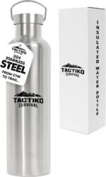Tactiko Survival 1000ml / 34 oz Insulated Stainless Steel Wide Mouth Water Bottle, Double Wall Insulation - Leakproof, BPA-Free with Cleaning Brush for Camping, Hiking, Outdoor Prep - Image 2
