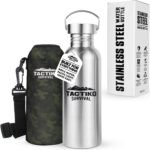 Tactiko Survival 25 oz/750 ml Stainless Steel Wide Mouth Water Bottle, Single Wall Boil-Safe, Leakproof, BPA-Free with Carry Sleeve and Strap for Camping, Hiking, Outdoor Prep (Camo) - Image 2