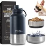 Tail Wagging Love 32oz 3-in-1 Portable Travel Water Bottle, Food & Hydration Bottle - Dual Use for Humans & Pets with Detachable Bowls, Stainless Steel, Keeps Water Hot for 6hrs & Cold for 12hrs - Image 2