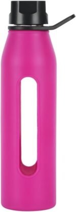 Takeya 22 Ounce Classic Glass Water Bottle with Silicone Sleeve and Twist Cap, Fuchsia - Image 2
